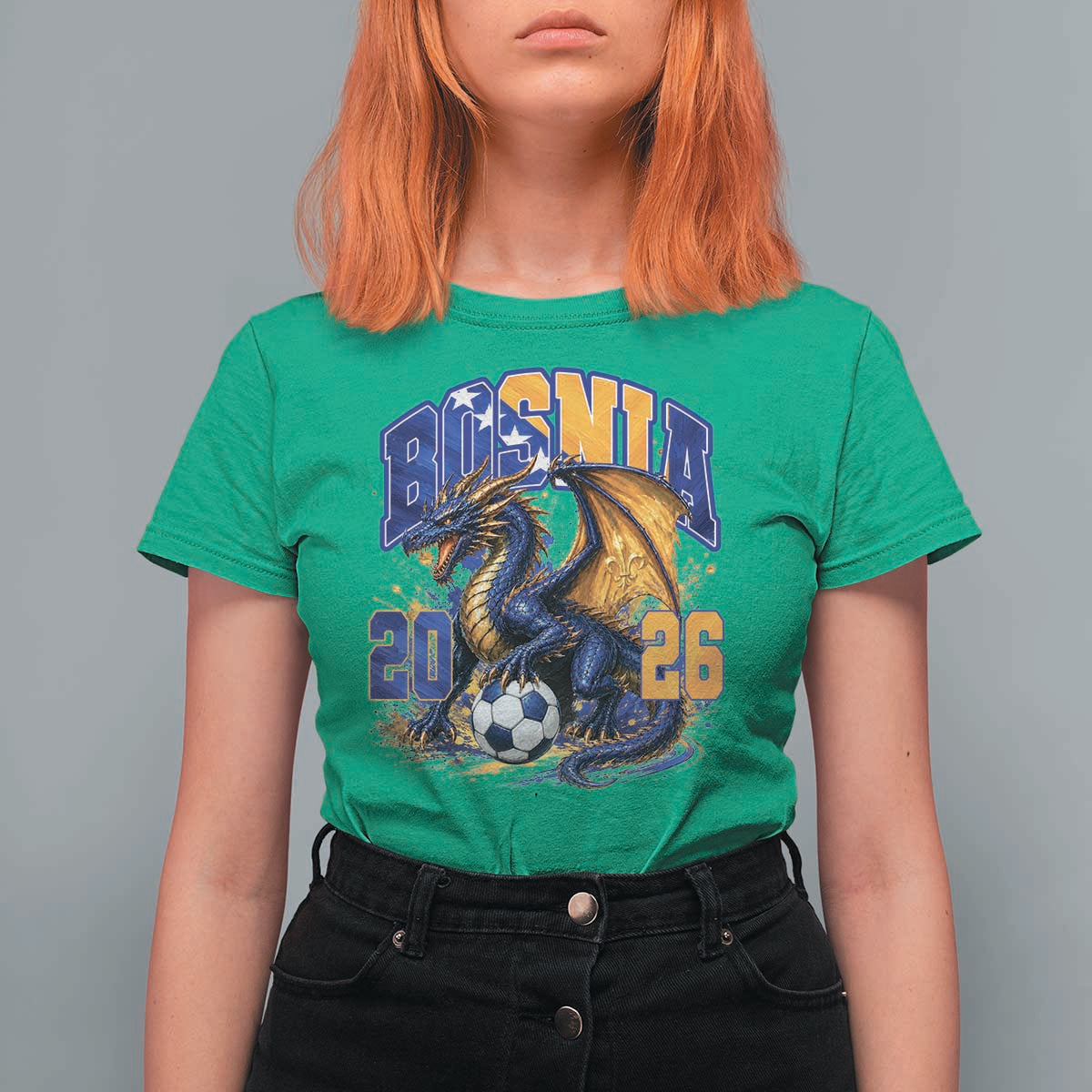 Bosnian Dragon Fudbal Fan T Shirt For Women Bosnia And Herzegovina Pride