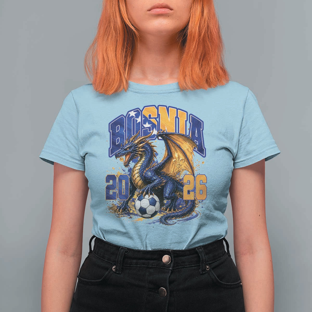 Bosnian Dragon Fudbal Fan T Shirt For Women Bosnia And Herzegovina Pride