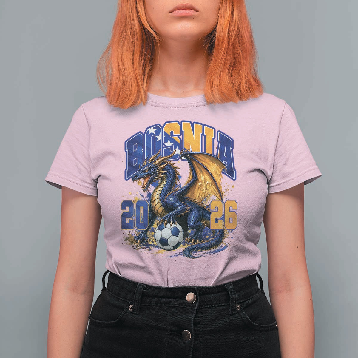 Bosnian Dragon Fudbal Fan T Shirt For Women Bosnia And Herzegovina Pride