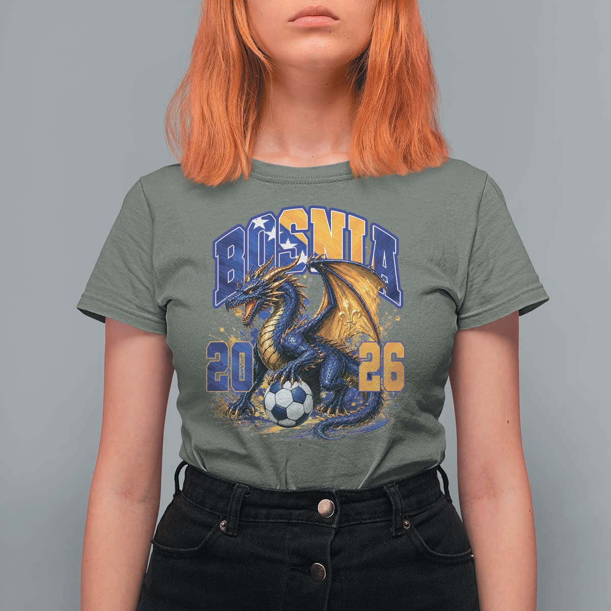 Bosnian Dragon Fudbal Fan T Shirt For Women Bosnia And Herzegovina Pride