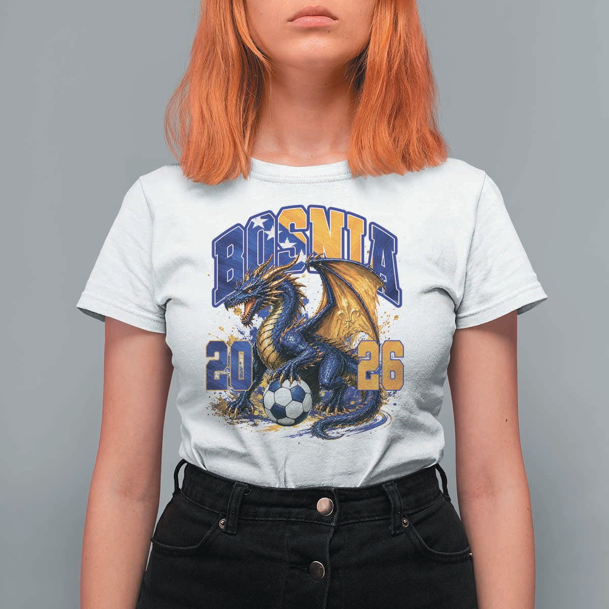 Bosnian Dragon Fudbal Fan T Shirt For Women Bosnia And Herzegovina Pride