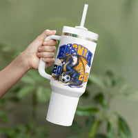 Bosnian Dragon Fudbal Fan Tumbler With Handle Bosnia And Herzegovina Pride
