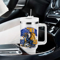 Bosnian Dragon Fudbal Fan Tumbler With Handle Bosnia And Herzegovina Pride