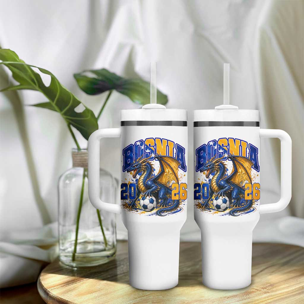 Bosnian Dragon Fudbal Fan Tumbler With Handle Bosnia And Herzegovina Pride