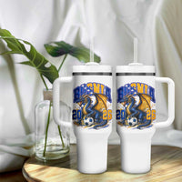 Bosnian Dragon Fudbal Fan Tumbler With Handle Bosnia And Herzegovina Pride