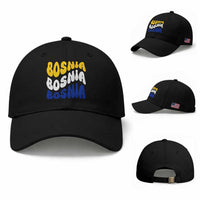 Groovy Retro Bosnia Baseball Cap Proud Bosnian Balkan Heritage Gift