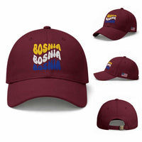 Groovy Retro Bosnia Baseball Cap Proud Bosnian Balkan Heritage Gift