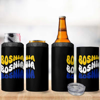 Groovy Retro Bosnia 4 in 1 Can Cooler Tumbler Proud Bosnian Balkan Heritage Gift