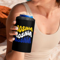 Groovy Retro Bosnia 4 in 1 Can Cooler Tumbler Proud Bosnian Balkan Heritage Gift