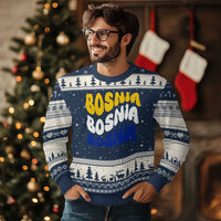 Groovy Retro Bosnia Ugly Christmas Sweater Proud Bosnian Balkan Heritage Gift