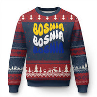Groovy Retro Bosnia Ugly Christmas Sweater Proud Bosnian Balkan Heritage Gift