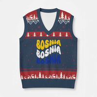 Groovy Retro Bosnia V-Neck Knit Sweater Vest Proud Bosnian Balkan Heritage Gift