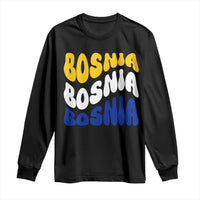 Groovy Retro Bosnia Long Sleeve Shirt Proud Bosnian Balkan Heritage Gift