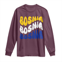Groovy Retro Bosnia Long Sleeve Shirt Proud Bosnian Balkan Heritage Gift