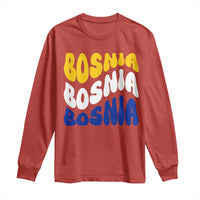 Groovy Retro Bosnia Long Sleeve Shirt Proud Bosnian Balkan Heritage Gift