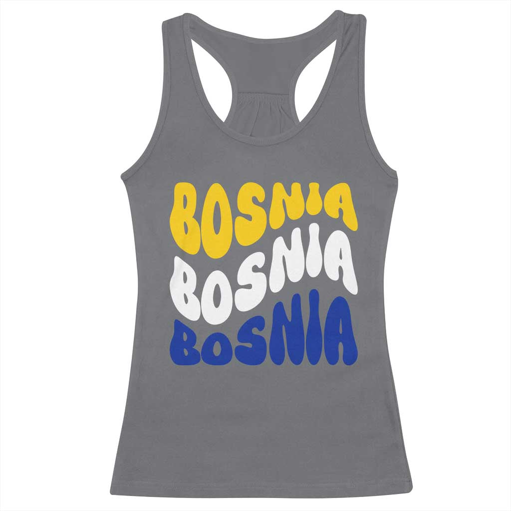 Groovy Retro Bosnia Racerback Tank Top Proud Bosnian Balkan Heritage Gift
