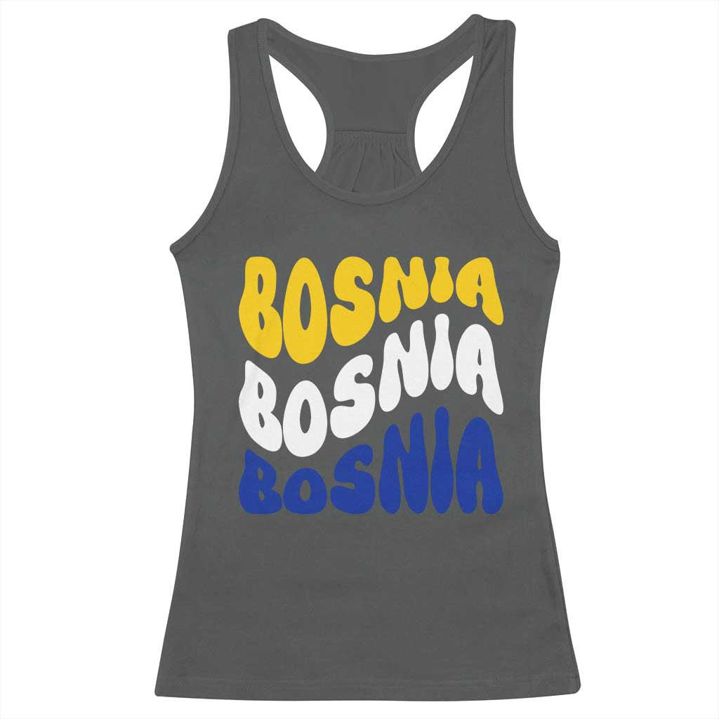 Groovy Retro Bosnia Racerback Tank Top Proud Bosnian Balkan Heritage Gift