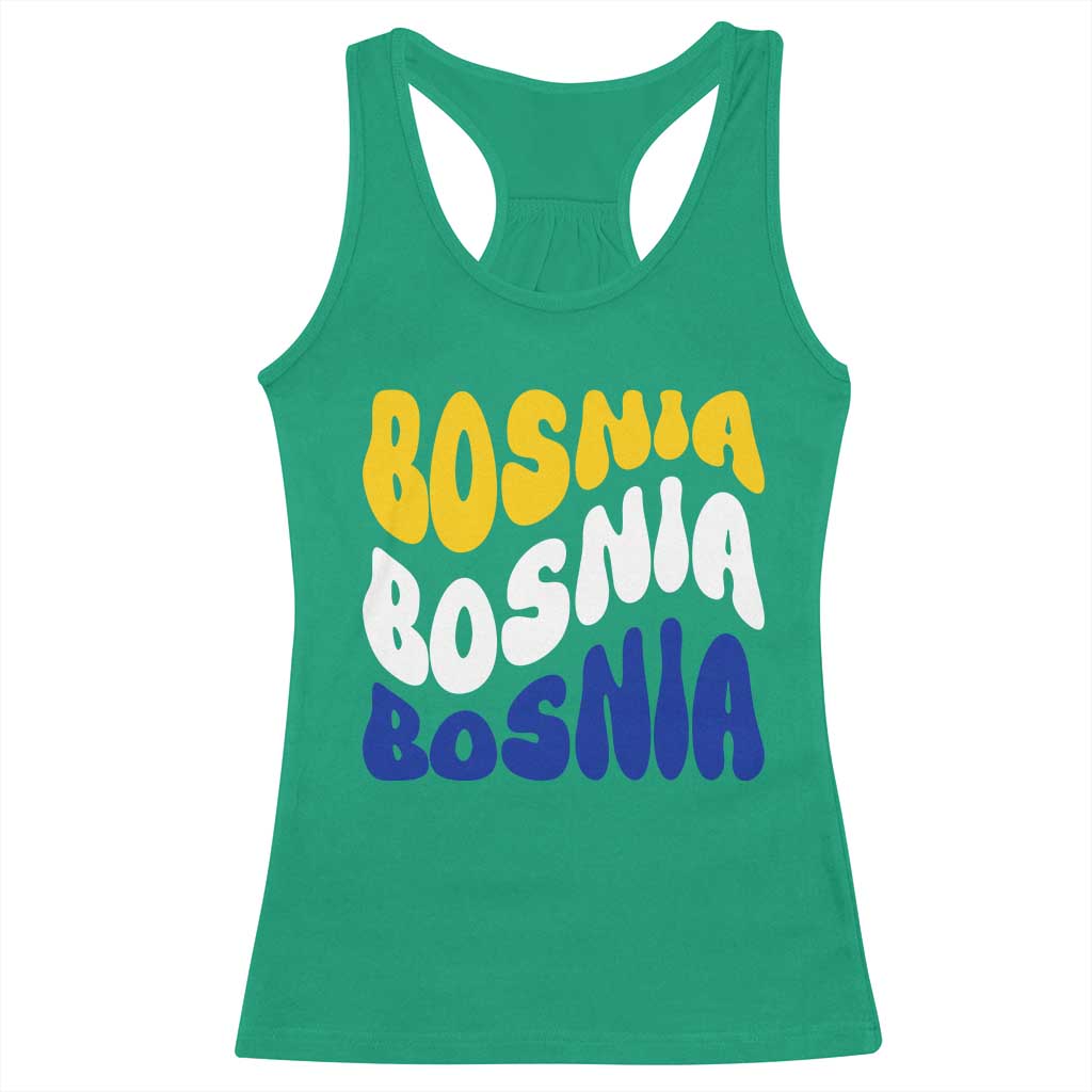 Groovy Retro Bosnia Racerback Tank Top Proud Bosnian Balkan Heritage Gift