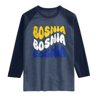 Groovy Retro Bosnia Raglan Shirt Proud Bosnian Balkan Heritage Gift