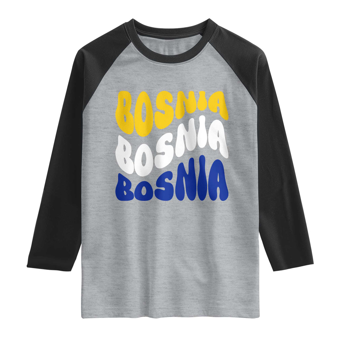 Groovy Retro Bosnia Raglan Shirt Proud Bosnian Balkan Heritage Gift