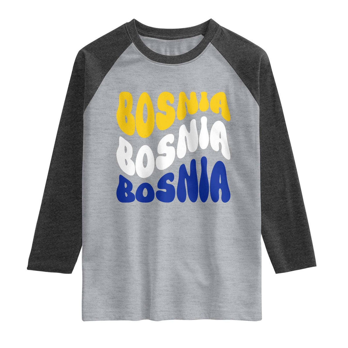 Groovy Retro Bosnia Raglan Shirt Proud Bosnian Balkan Heritage Gift
