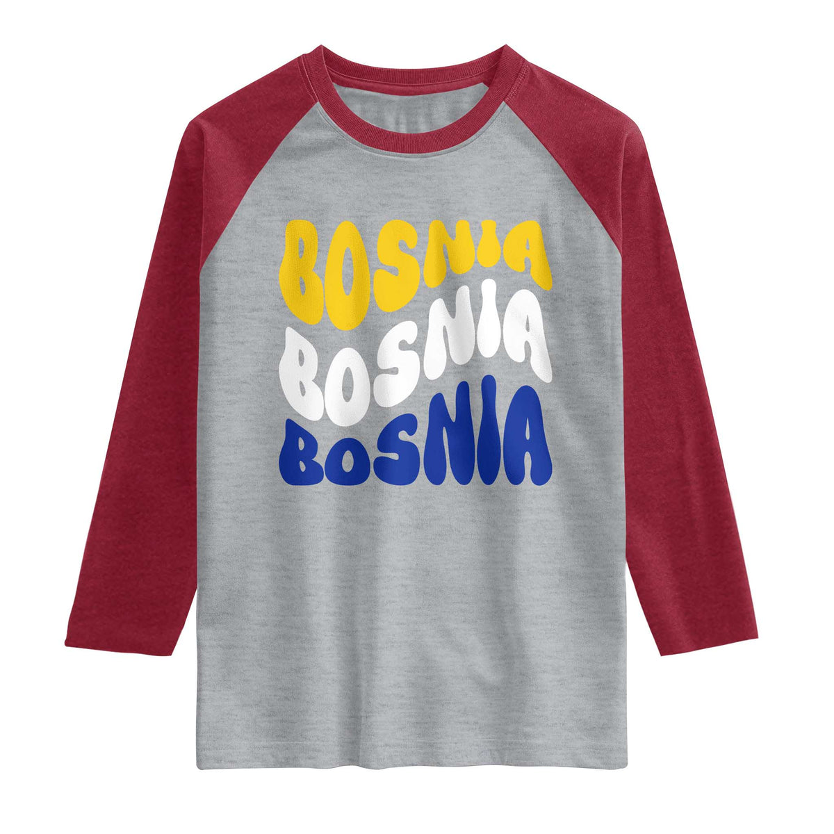 Groovy Retro Bosnia Raglan Shirt Proud Bosnian Balkan Heritage Gift