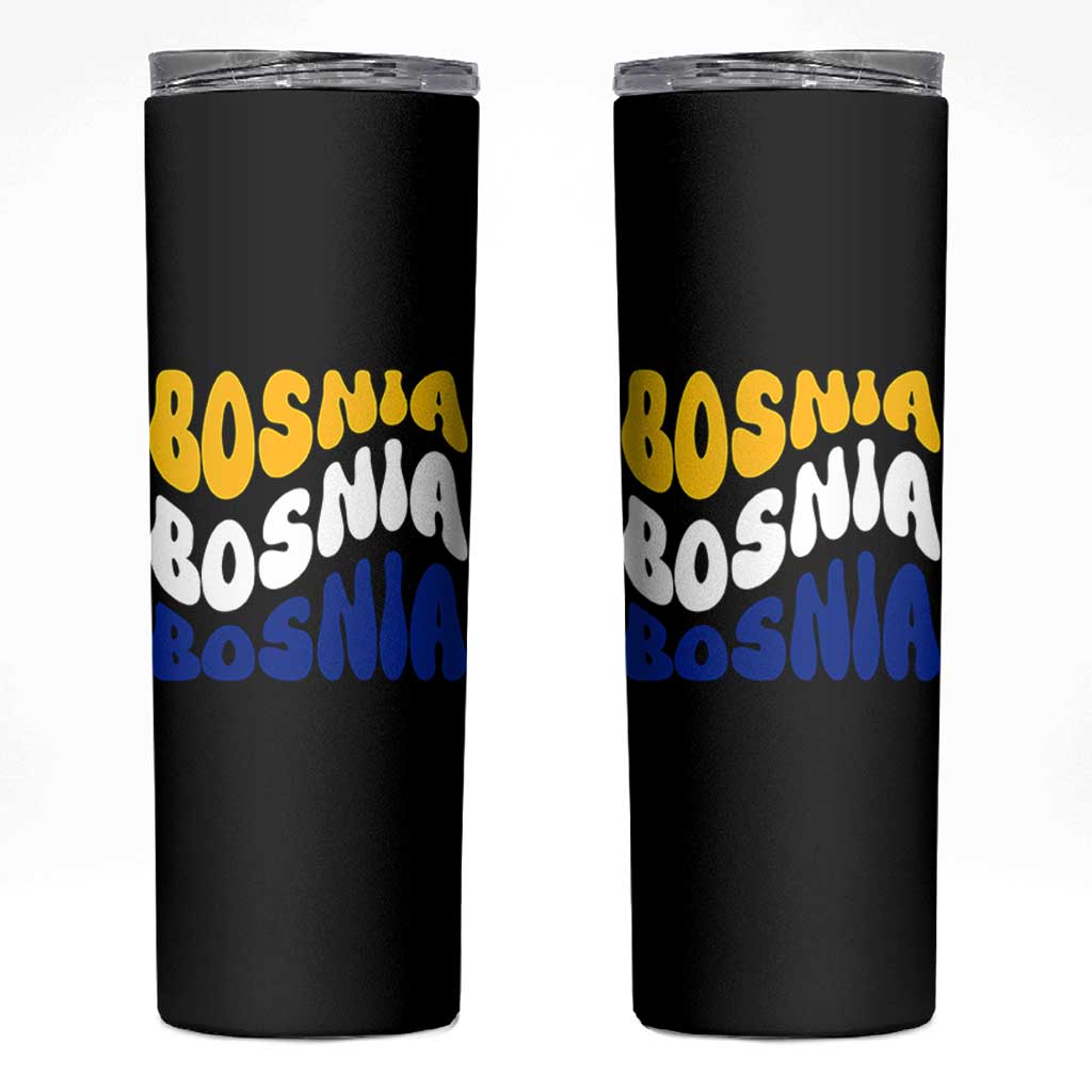Groovy Retro Bosnia Skinny Tumbler Proud Bosnian Balkan Heritage Gift