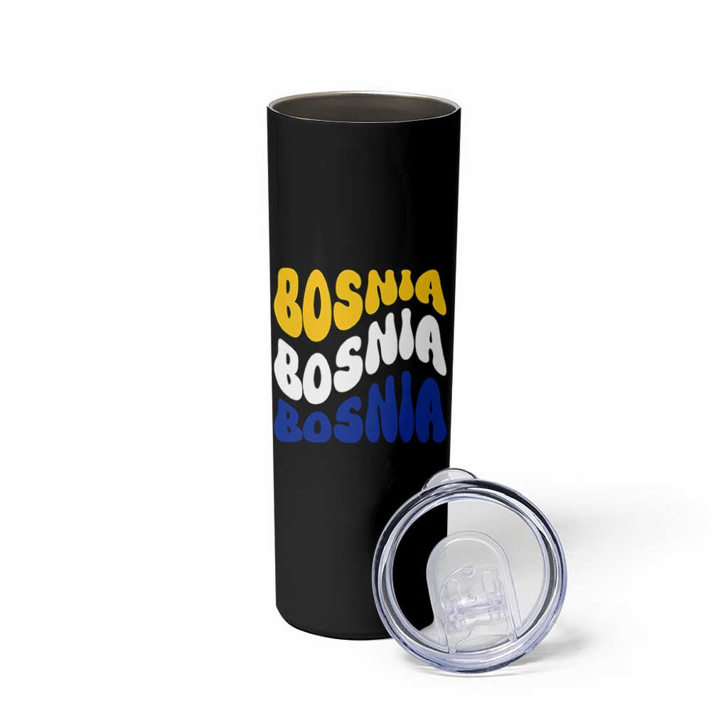 Groovy Retro Bosnia Skinny Tumbler Proud Bosnian Balkan Heritage Gift