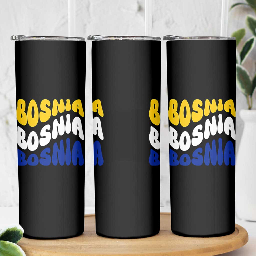 Groovy Retro Bosnia Skinny Tumbler Proud Bosnian Balkan Heritage Gift