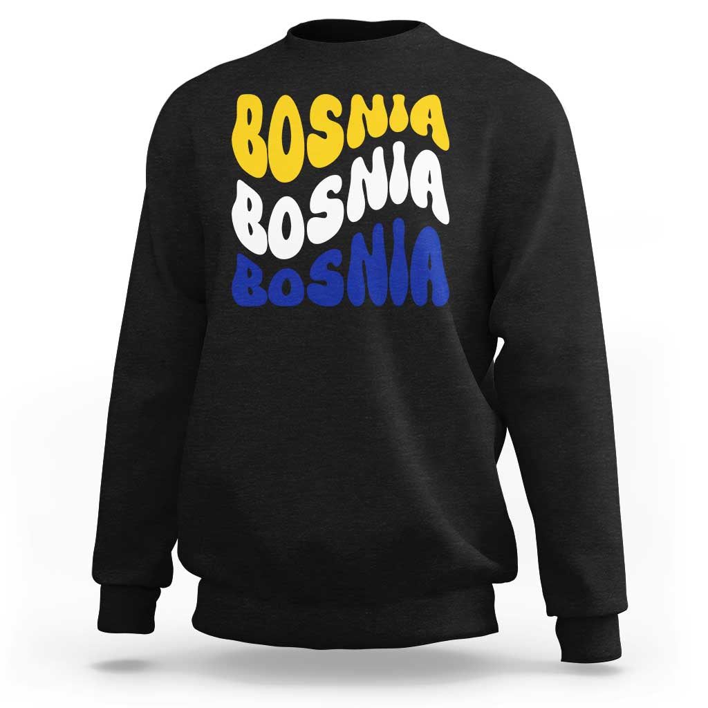 Groovy Retro Bosnia Sweatshirt Proud Bosnian Balkan Heritage Gift