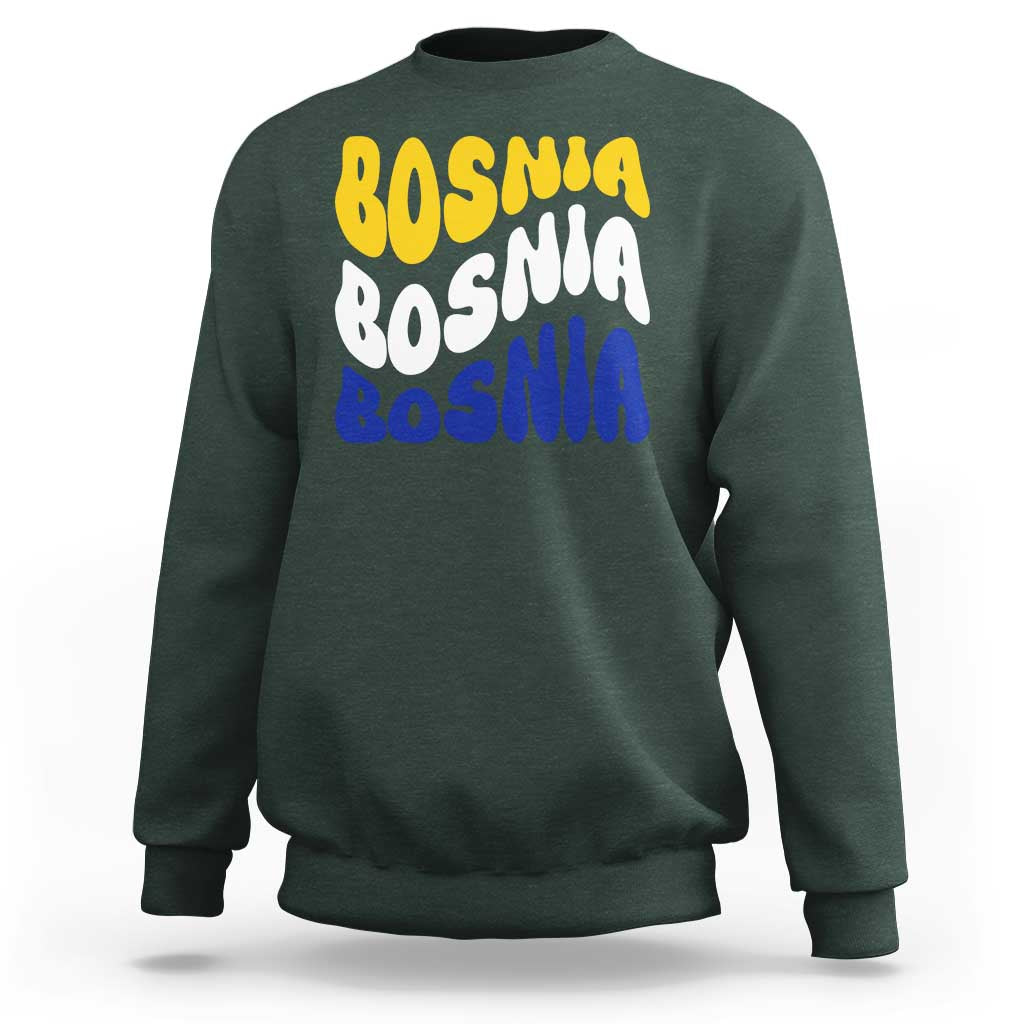Groovy Retro Bosnia Sweatshirt Proud Bosnian Balkan Heritage Gift