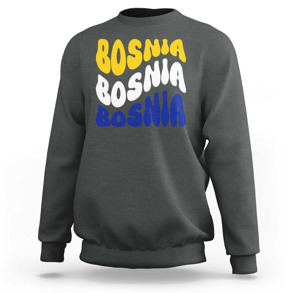 Groovy Retro Bosnia Sweatshirt Proud Bosnian Balkan Heritage Gift