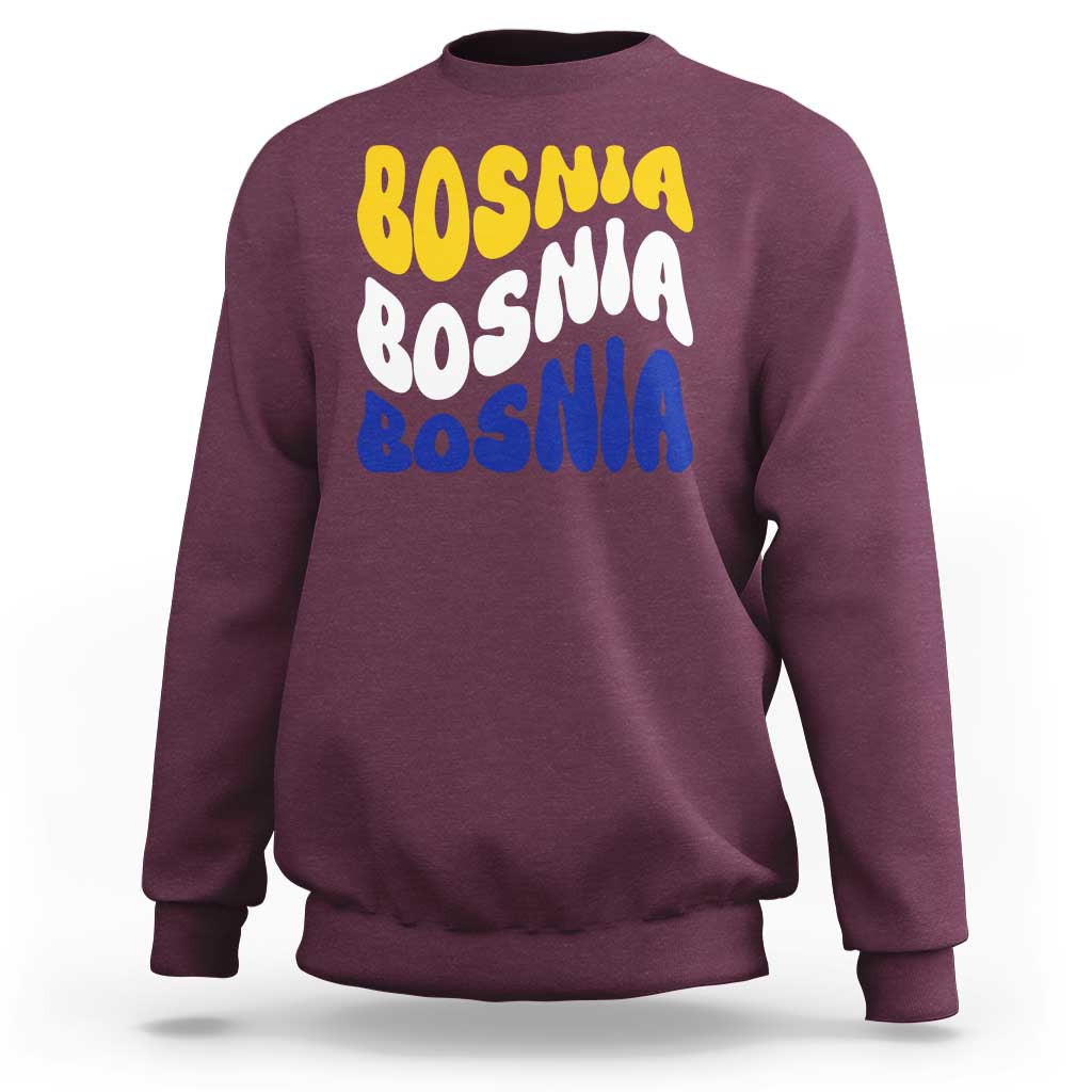 Groovy Retro Bosnia Sweatshirt Proud Bosnian Balkan Heritage Gift
