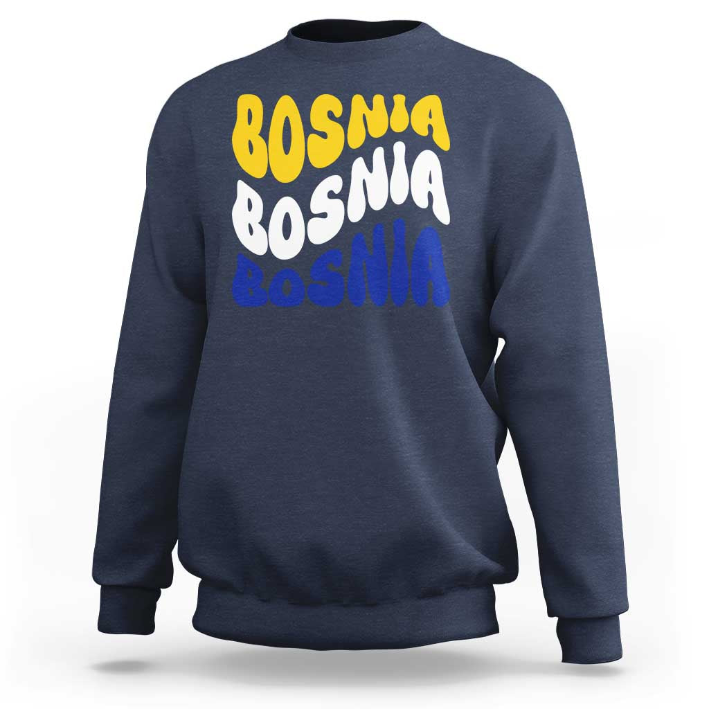 Groovy Retro Bosnia Sweatshirt Proud Bosnian Balkan Heritage Gift