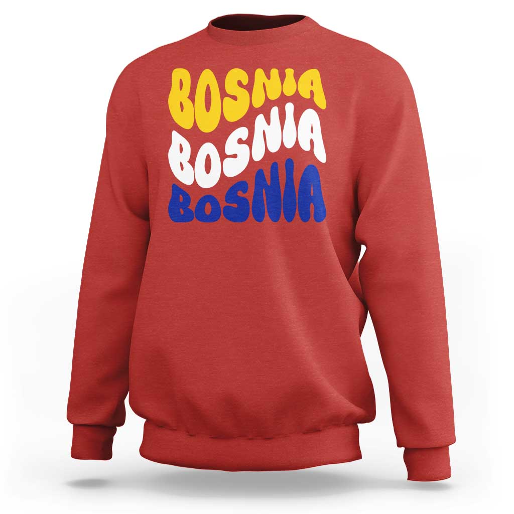 Groovy Retro Bosnia Sweatshirt Proud Bosnian Balkan Heritage Gift