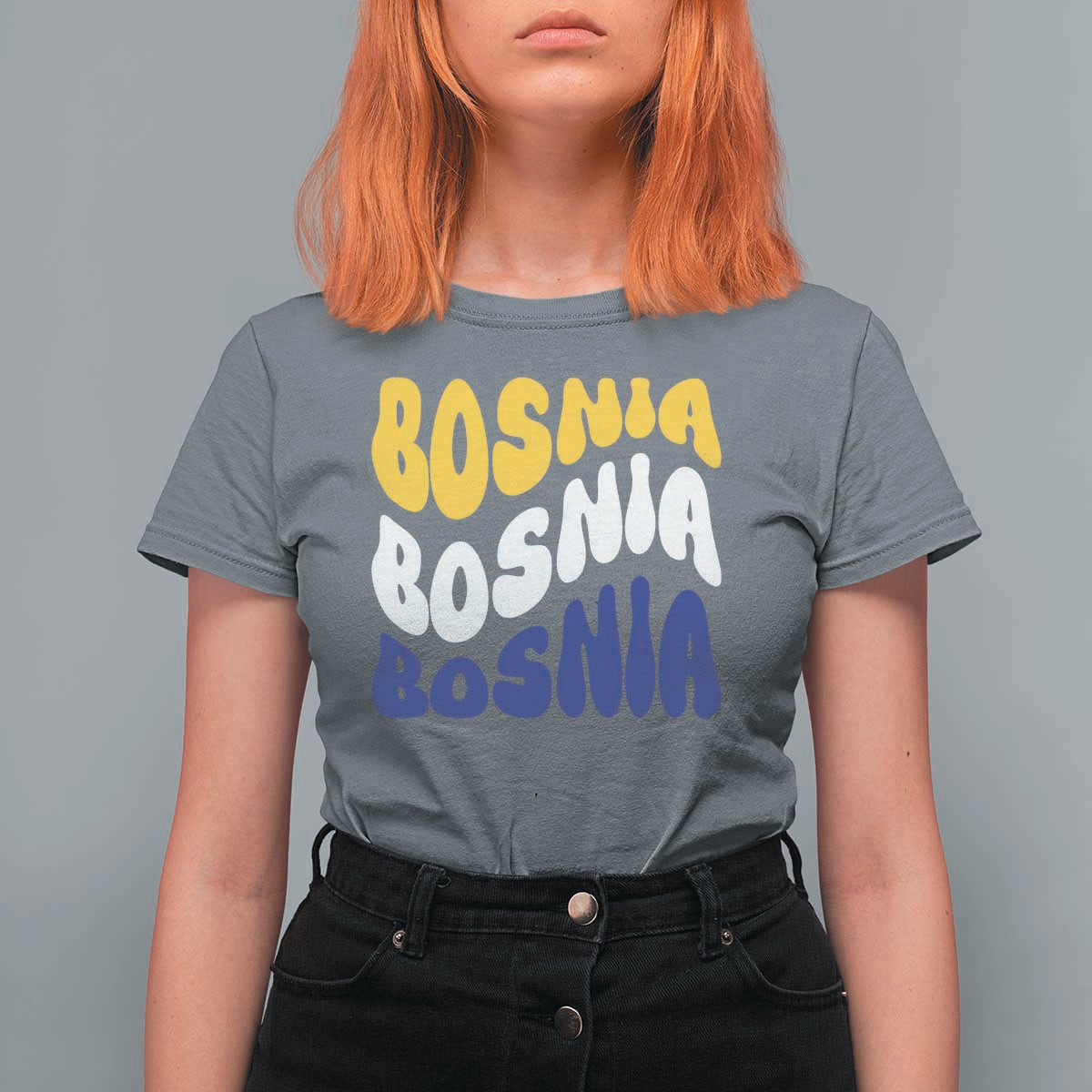 Groovy Retro Bosnia T Shirt For Women Proud Bosnian Balkan Heritage Gift