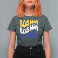 Groovy Retro Bosnia T Shirt For Women Proud Bosnian Balkan Heritage Gift