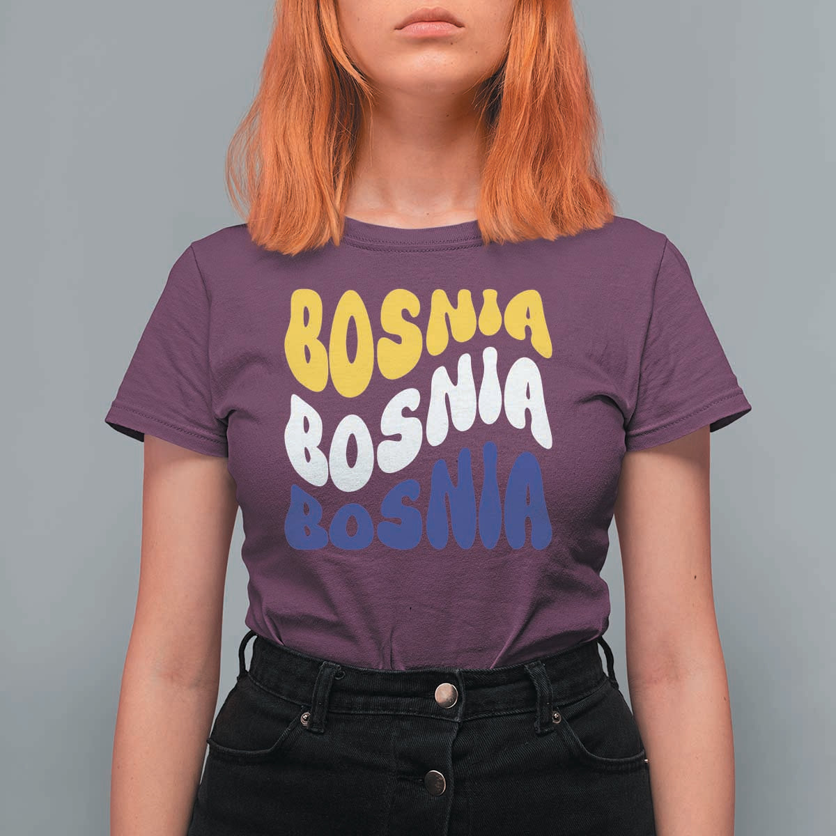 Groovy Retro Bosnia T Shirt For Women Proud Bosnian Balkan Heritage Gift