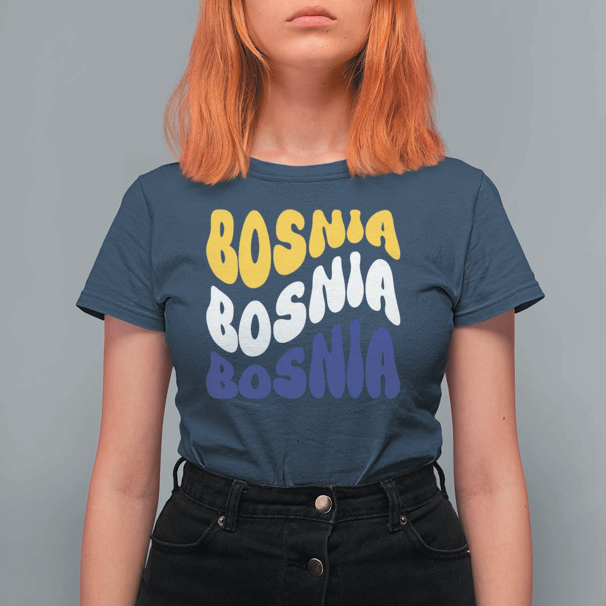 Groovy Retro Bosnia T Shirt For Women Proud Bosnian Balkan Heritage Gift