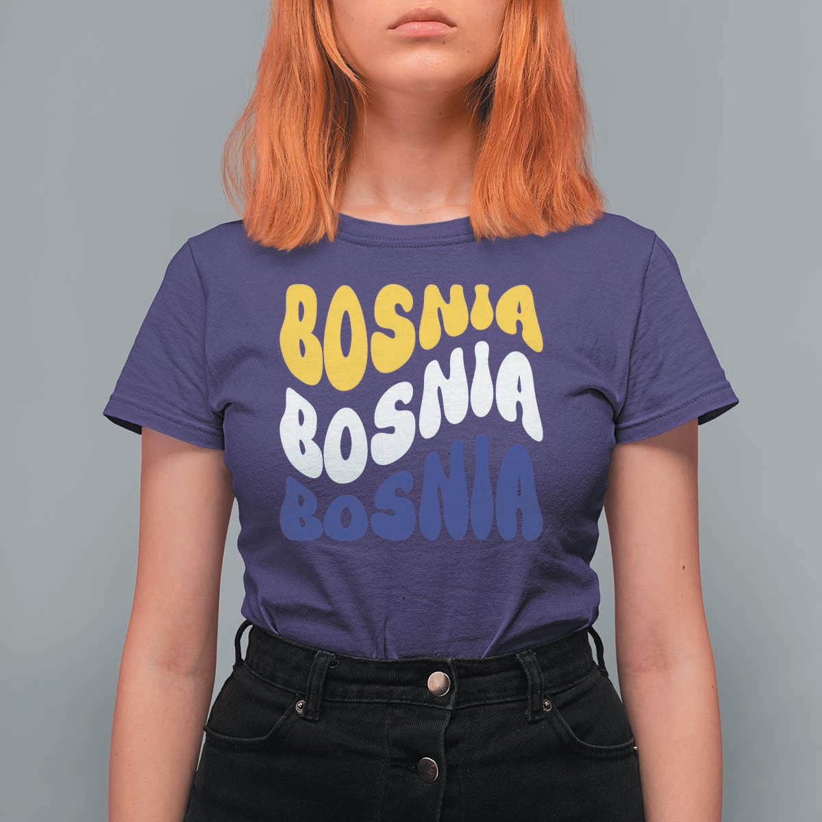 Groovy Retro Bosnia T Shirt For Women Proud Bosnian Balkan Heritage Gift