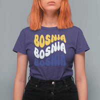 Groovy Retro Bosnia T Shirt For Women Proud Bosnian Balkan Heritage Gift