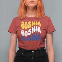 Groovy Retro Bosnia T Shirt For Women Proud Bosnian Balkan Heritage Gift