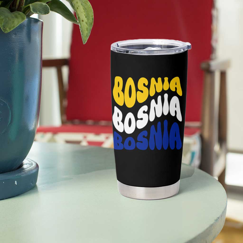 Groovy Retro Bosnia Tumbler Cup Proud Bosnian Balkan Heritage Gift