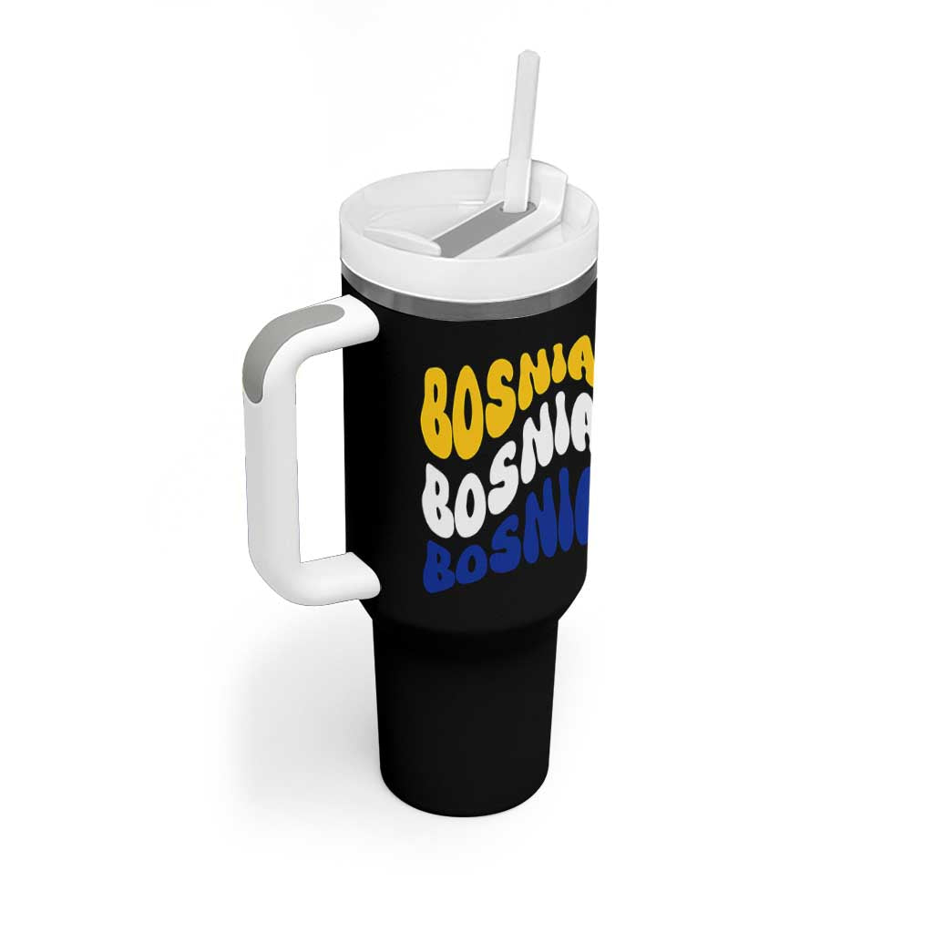 Groovy Retro Bosnia Tumbler With Handle Proud Bosnian Balkan Heritage Gift