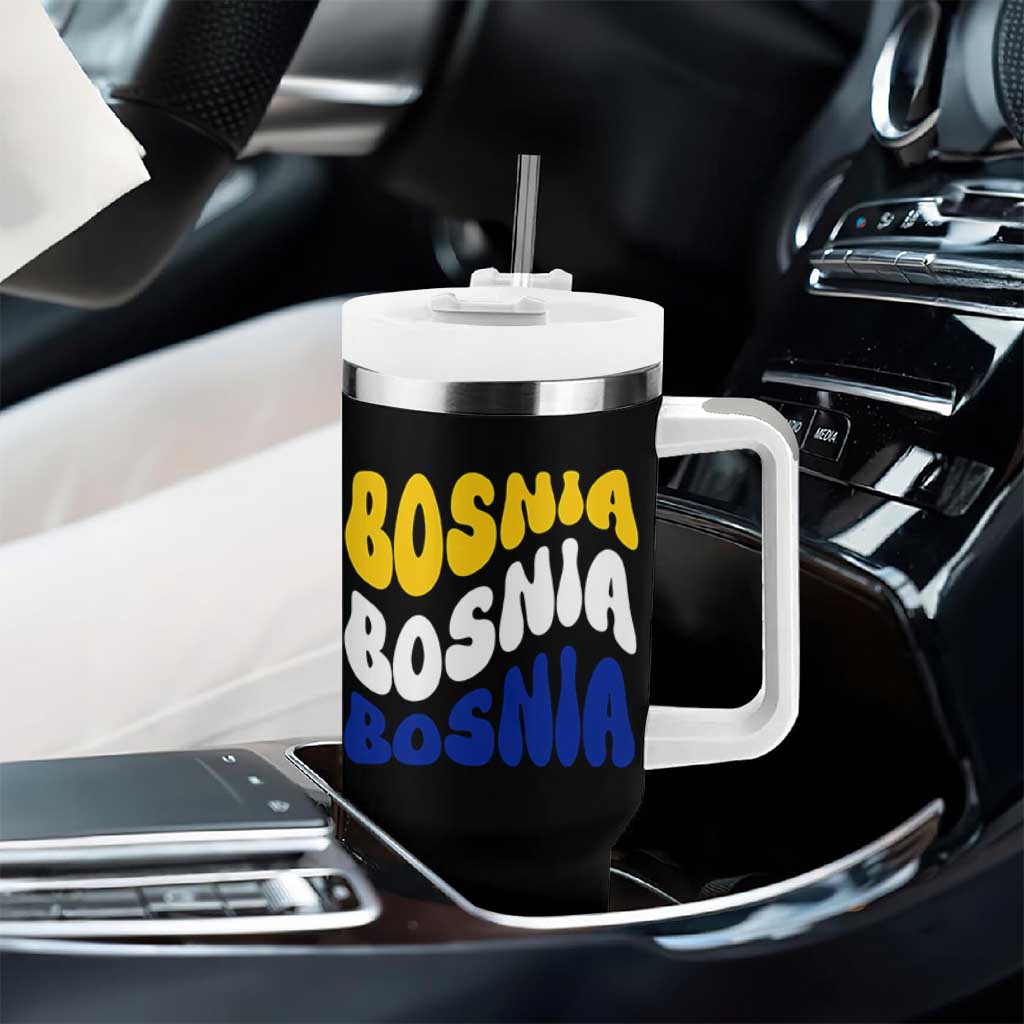 Groovy Retro Bosnia Tumbler With Handle Proud Bosnian Balkan Heritage Gift