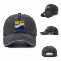 Groovy Retro Bosnia Washed Cotton Baseball Cap Proud Bosnian Balkan Heritage Gift