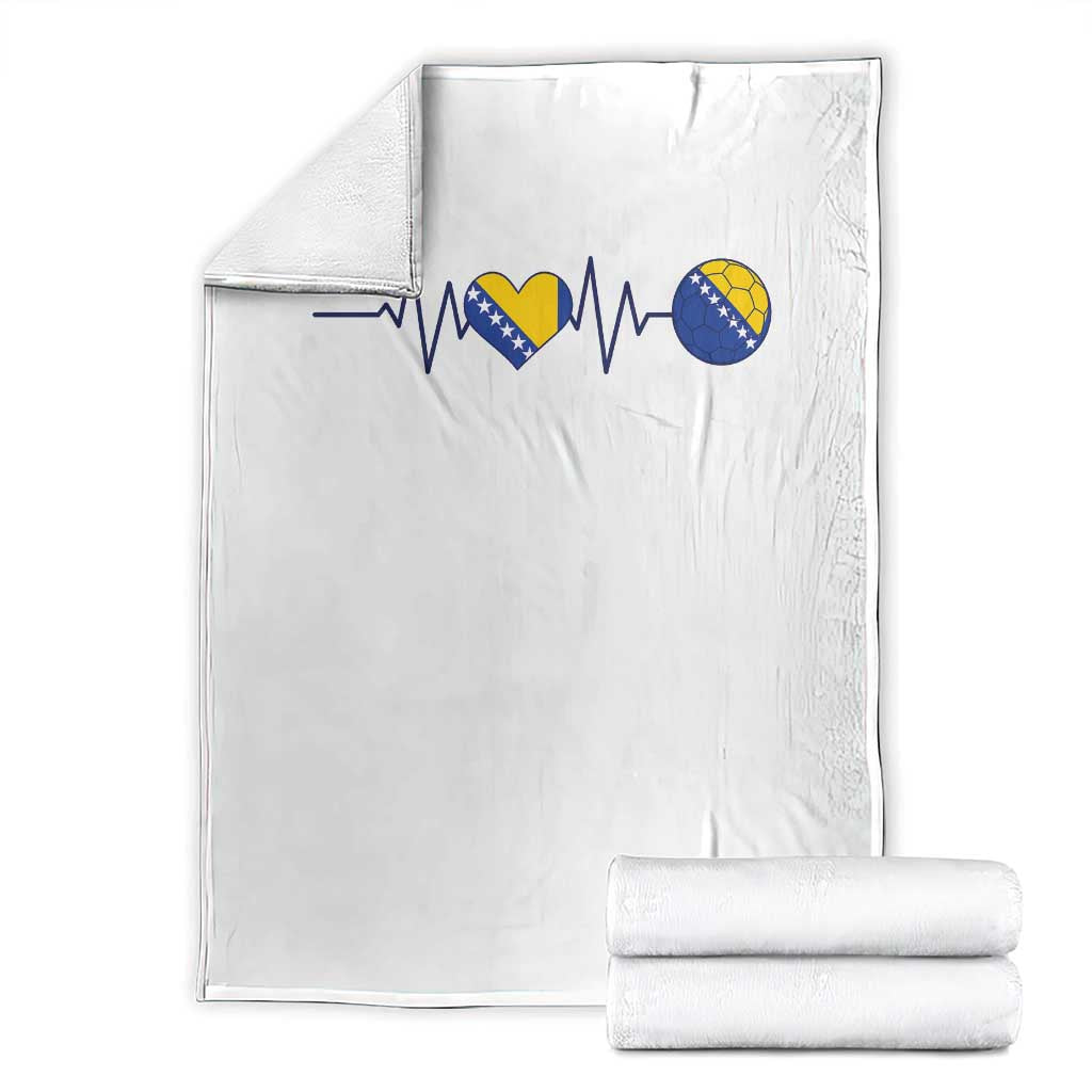 Bosnian Fudbal Heartbeat Throw Blanket Bosnia And Herzegovina Soccer Fan Gift