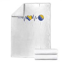 Bosnian Fudbal Heartbeat Throw Blanket Bosnia And Herzegovina Soccer Fan Gift