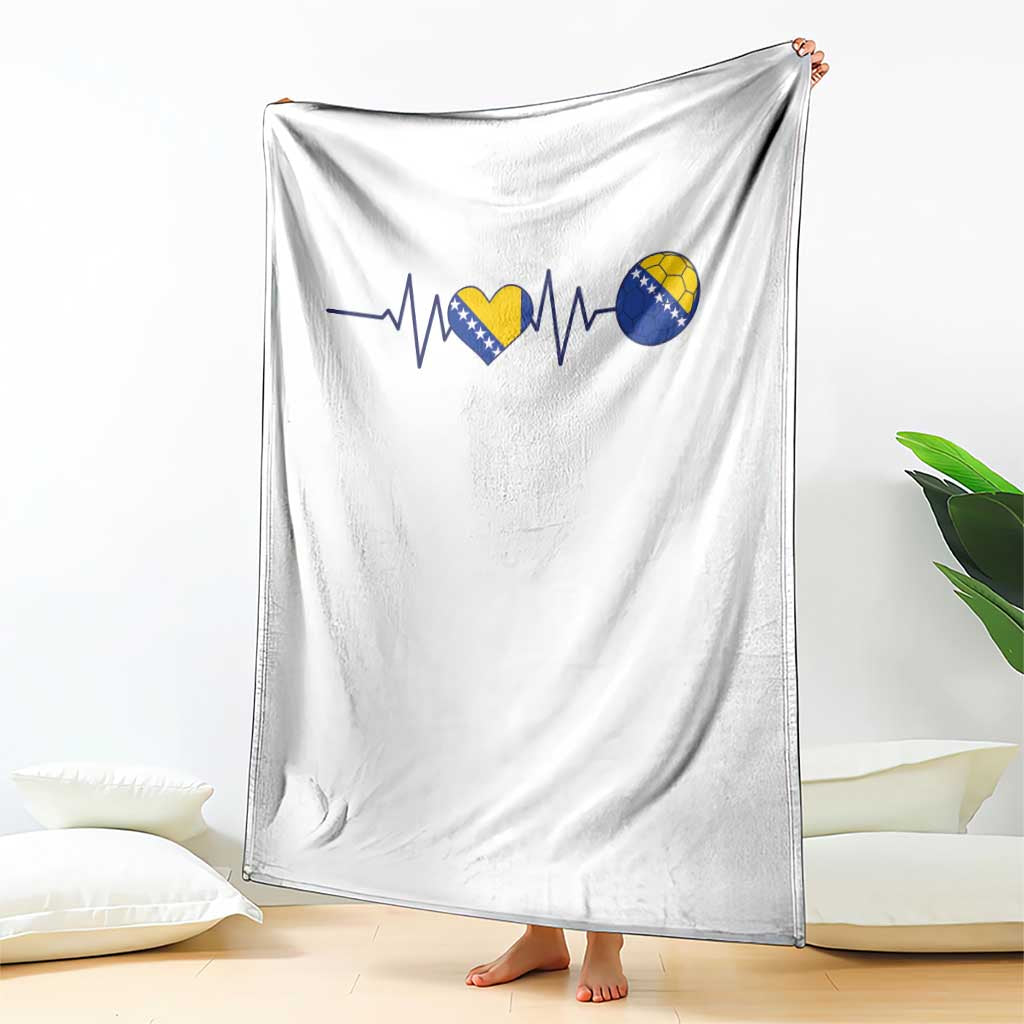 Bosnian Fudbal Heartbeat Throw Blanket Bosnia And Herzegovina Soccer Fan Gift