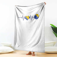 Bosnian Fudbal Heartbeat Throw Blanket Bosnia And Herzegovina Soccer Fan Gift